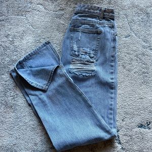 Missguided Split Hem Jeans with Booty Distress